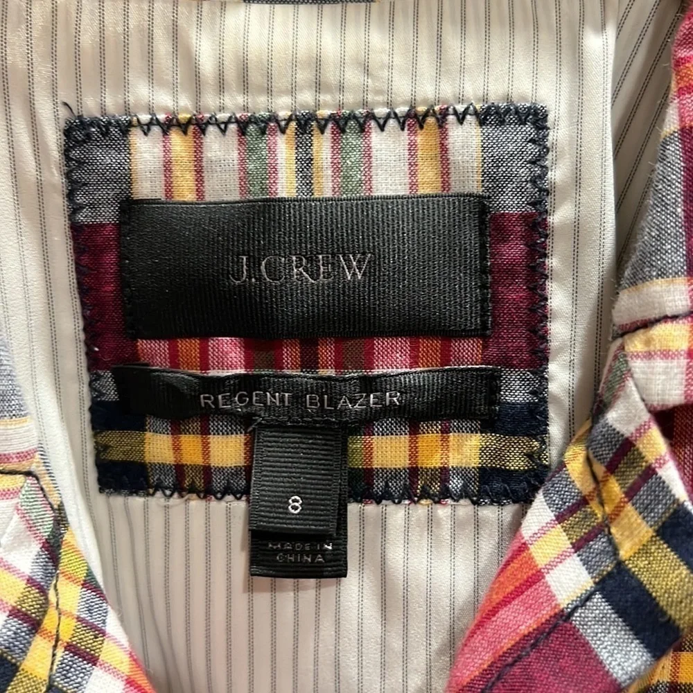J. Crew Madras Plaid summer blazer